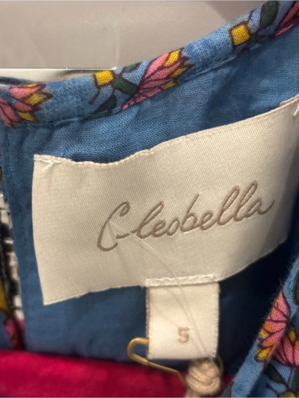Cleobella Blue Floral Tunic with Pink & Yellow Blooms - Picture 3 of 4